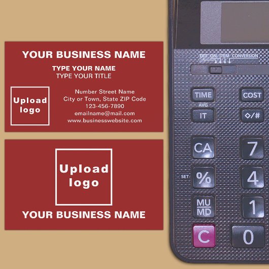 Center Aligned Style Red Business Card Visitenkarte