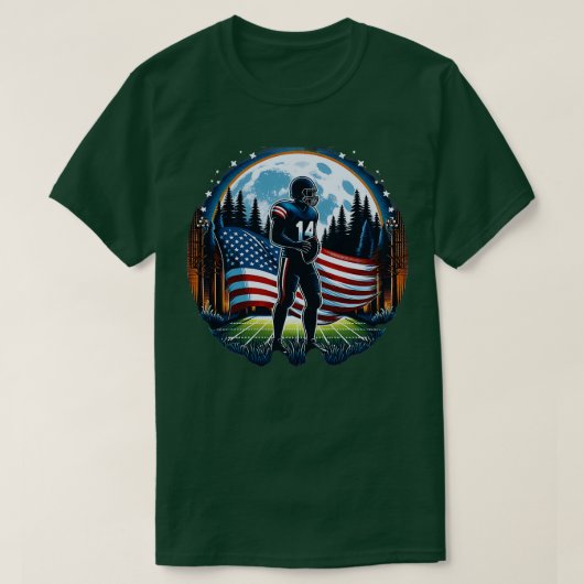 Center American Flag Full Moon Player 1 T-Shirt (Design vorne)