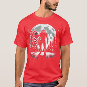 Center American Flag Full Moon Player 2 T-Shirt