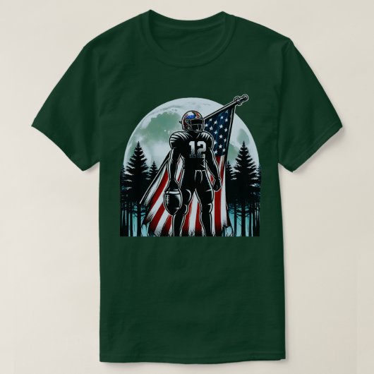 Center American Flag Full Moon Player 3 T-Shirt (Design vorne)