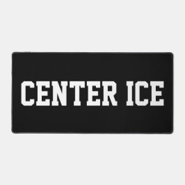 CENTER ICE Athletic White Hockey Text On Black Schreibtischunterlage