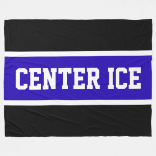 CENTER ICE Bright Blue Schwarz-weiß Hockey Strips Fleecedecke