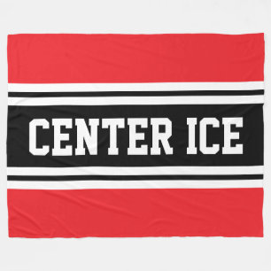 CENTER ICE Bright Red Schwarz-weiß Hockey Strips Fleecedecke