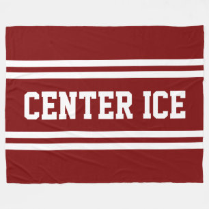 CENTER ICE Vintage Rot Weiße Text Rennstreifen Fleecedecke