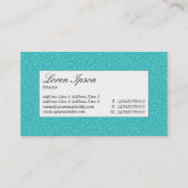 Center Label - Cyan Embossed Textur Visitenkarte (Rückseite)
