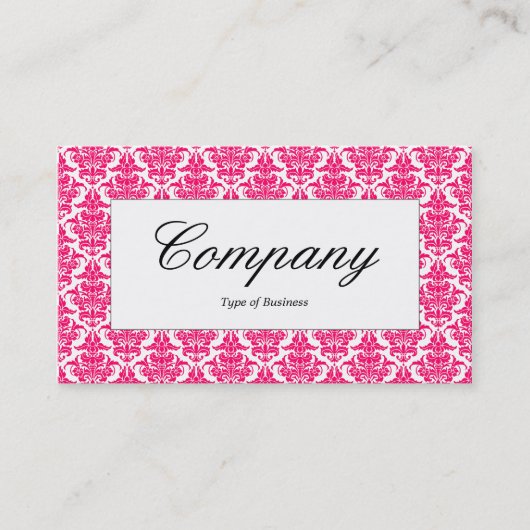 Center Label - Neon Red Damask Visitenkarte (Vorderseite)