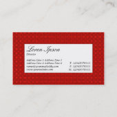 Center Label - Red Fabric Texture Visitenkarte (Rückseite)