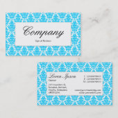 Center Label - Sky Blue Damask Visitenkarte (Vorne/Hinten)