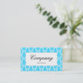 Center Label - Sky Blue Damask Visitenkarte (Stehend Vorderseite)