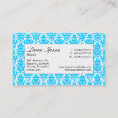 Center Label - Sky Blue Damask Visitenkarte (Rückseite)