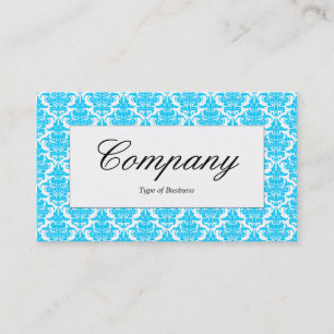 Center Label - Sky Blue Damask Visitenkarte