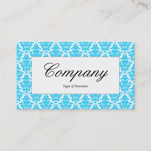 Center Label - Sky Blue Damask Visitenkarte (Vorderseite)