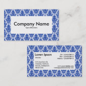 Center Label v4 - Damask Pattern - Navy Visitenkarte (Vorne/Hinten)