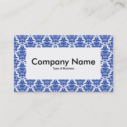 Center Label v4 - Damask Pattern - Navy Visitenkarte (Vorderseite)