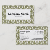 Center Label v4 - Deep Olive Damask Visitenkarte (Vorne/Hinten)