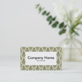 Center Label v4 - Deep Olive Damask Visitenkarte (Stehend Vorderseite)