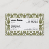 Center Label v4 - Deep Olive Damask Visitenkarte (Rückseite)