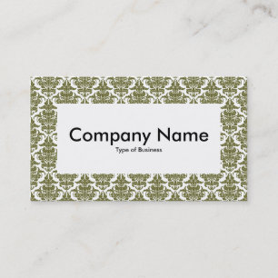 Center Label v4 - Deep Olive Damask Visitenkarte