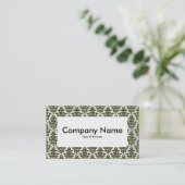 Center Label v4 - Dunkle Olive Damask Visitenkarte (Stehend Vorderseite)