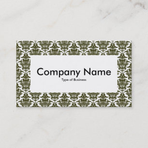 Center Label v4 - Dunkle Olive Damask Visitenkarte