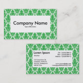 Center Label v4 - Grass Green Damask Visitenkarte (Vorne/Hinten)