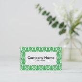 Center Label v4 - Grass Green Damask Visitenkarte (Stehend Vorderseite)