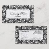 Center Label v5 - Blume Muster 140617 - Schwarz Visitenkarte (Vorne/Hinten)