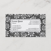 Center Label v5 - Blume Muster 140617 - Schwarz Visitenkarte (Rückseite)