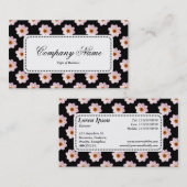 Center Label v5 - Dahlia-Muster auf Schwarz Visitenkarte (Vorne/Hinten)