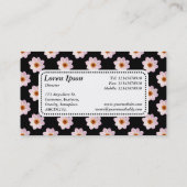 Center Label v5 - Dahlia-Muster auf Schwarz Visitenkarte (Rückseite)