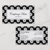 Center Label v5 - Dahlia Muster B&W Visitenkarte (Vorne/Hinten)