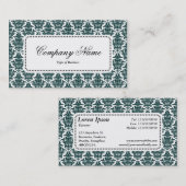 Center Label v5 - Dk Green Damask Visitenkarte (Vorne/Hinten)