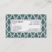 Center Label v5 - Dk Green Damask Visitenkarte (Rückseite)
