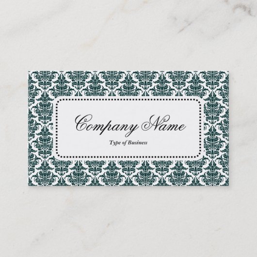 Center Label v5 - Dk Green Damask Visitenkarte (Vorderseite)