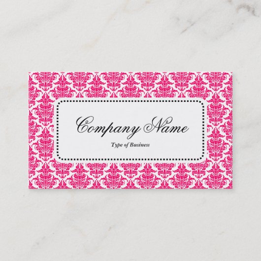 Center Label v5 - Neon Red Damask Visitenkarte (Vorderseite)