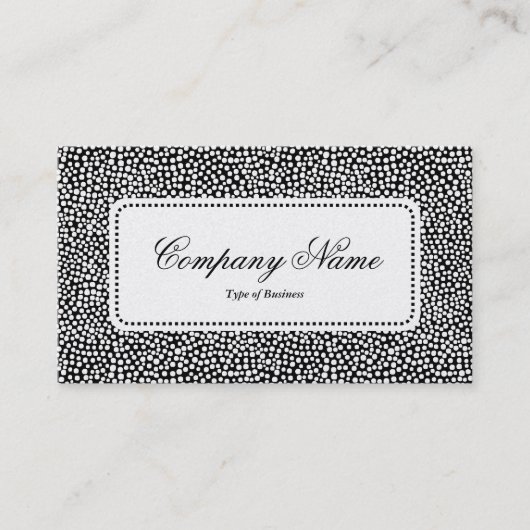 Center Label v5 - Random Spots - Weiß auf Schwarz Visitenkarte (Vorderseite)