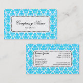 Center Label v5 - Sky Blue Damask Visitenkarte (Vorne/Hinten)