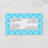 Center Label v5 - Sky Blue Damask Visitenkarte (Rückseite)
