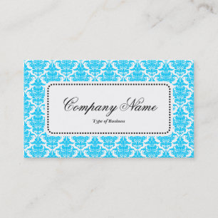 Center Label v5 - Sky Blue Damask Visitenkarte