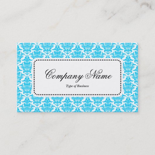 Center Label v5 - Sky Blue Damask Visitenkarte (Vorderseite)