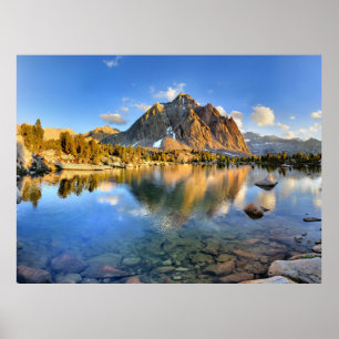 Center Peak over Lower Golden Beer Lake - Sierra Poster