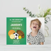 Center Sports Balls Geburtstag Einladungen w Foto (Stehend Vorderseite)