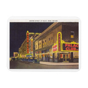 Center Street bei Nacht, Reno, Nevada Vintage Magnet