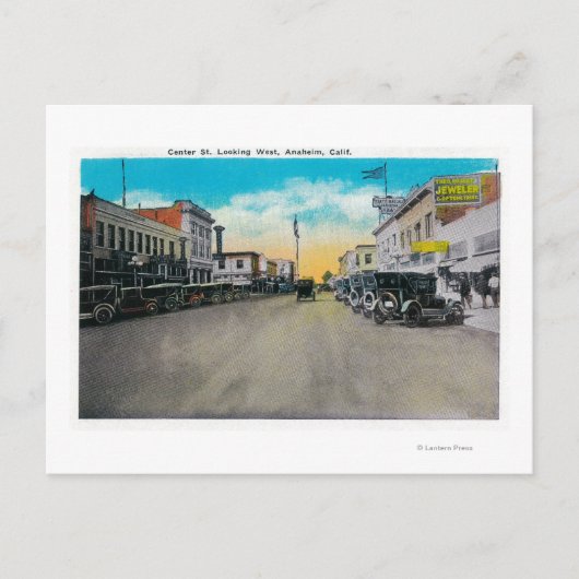 Center Street Looking WestAnaheim, CA Postkarte (Vorderseite)