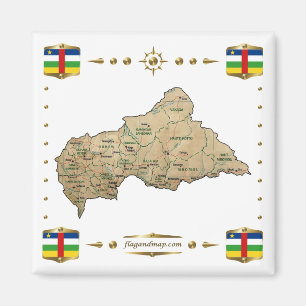 Centrafrique Karte + Flaggen Magnet