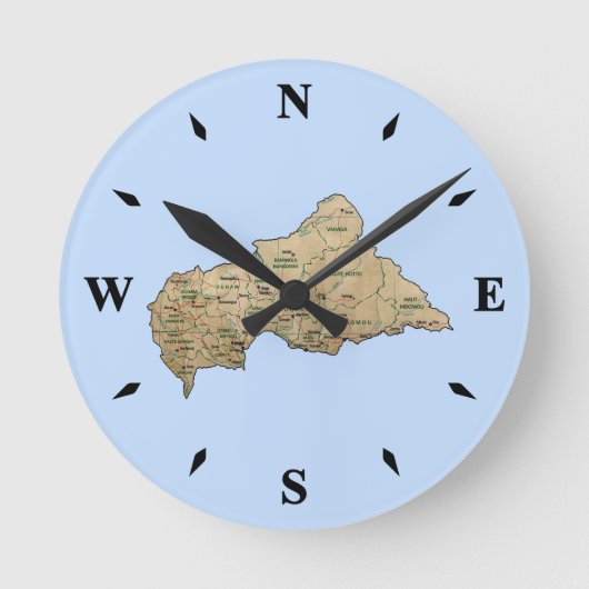 Centrafrique Map Clock Runde Wanduhr (Vorderseite)