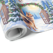 Central Asian Shepherd Snowy Gate Christmas Art Geschenkpapier (Rolleneckpunkt)