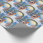 Central Asian Shepherd Snowy Gate Christmas Art Geschenkpapier (Ecke)