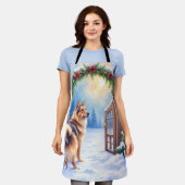 Central Asian Shepherd Snowy Gate Christmas Art Schürze (Getragen)