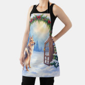 Central Asian Shepherd Snowy Gate Christmas Art Schürze (InSitu)